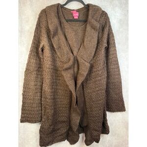 NWT Du Jour Brown Knit Open Front Cardigan Sweater w Tank Women Size Small